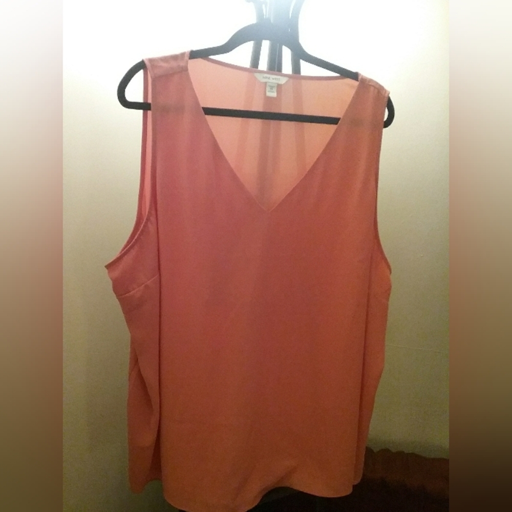 Nine West Coral Sleeveless V-Neck Blouse - 3X